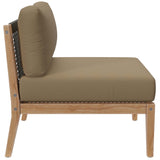 Vesper 5-Piece Outdoor Patio Teak Wood Sectional Sofa in Gray Light Brown