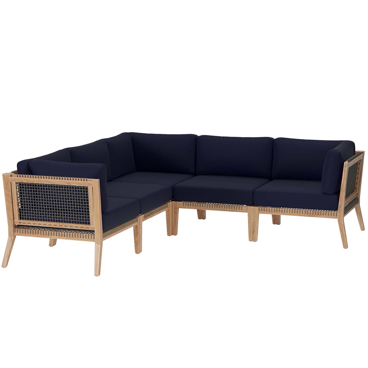 Clearwater 5-Piece Outdoor Patio Teak Wood Sectional Sofa by Furniture For America