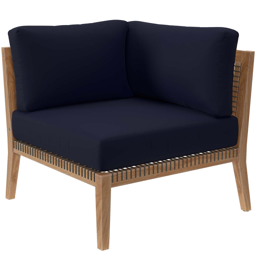 Vesper 5-Piece Outdoor Patio Teak Wood Sectional Sofa in Gray Navy