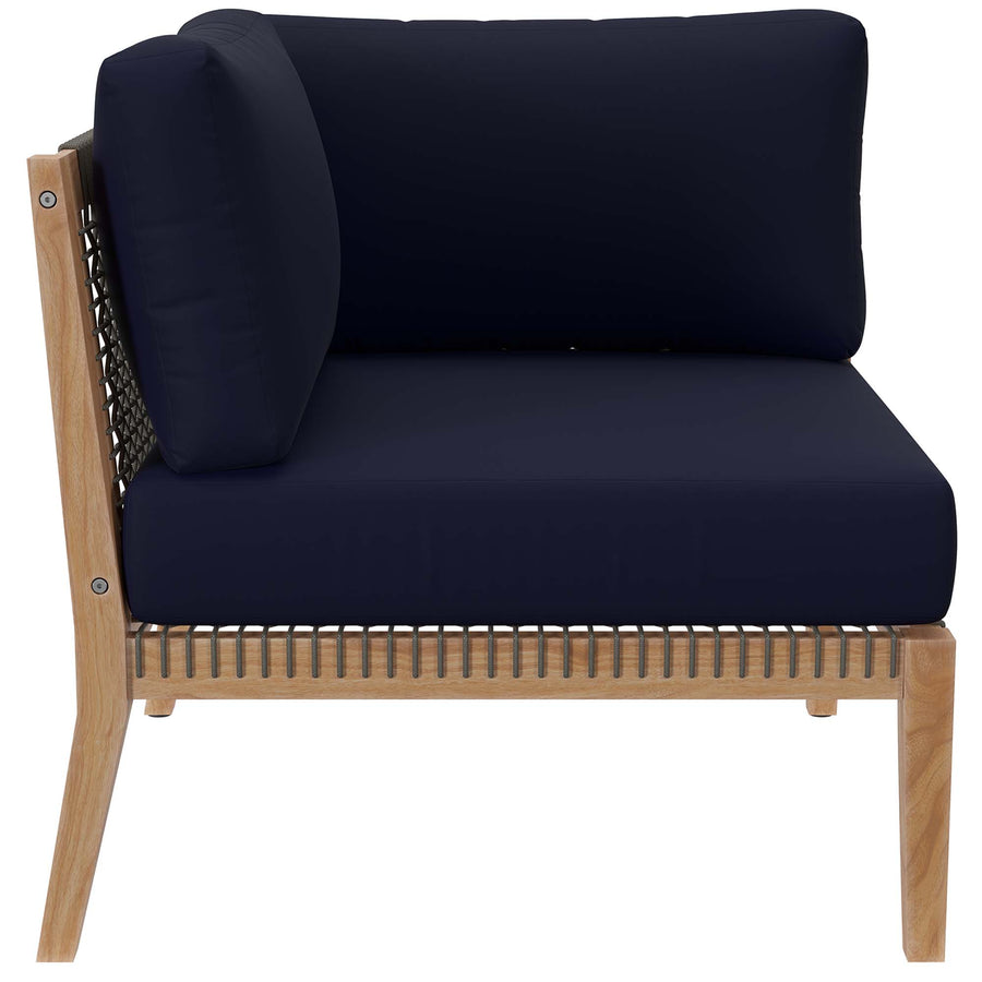 Vesper 5-Piece Outdoor Patio Teak Wood Sectional Sofa in Gray Navy