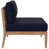 Vesper 5-Piece Outdoor Patio Teak Wood Sectional Sofa in Gray Navy