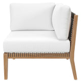 Vesper 5-Piece Outdoor Patio Teak Wood Sectional Sofa in Gray White