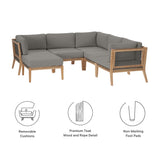 Vesper 6-Piece Outdoor Patio Teak Wood Sectional Sofa in Gray Graphite