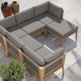 Vesper 6-Piece Outdoor Patio Teak Wood Sectional Sofa in Gray Graphite