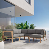 Vesper 6-Piece Outdoor Patio Teak Wood Sectional Sofa in Gray Graphite