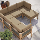 Vesper 6-Piece Outdoor Patio Teak Wood Sectional Sofa in Gray Light Brown
