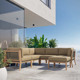 Vesper 6-Piece Outdoor Patio Teak Wood Sectional Sofa in Gray Light Brown