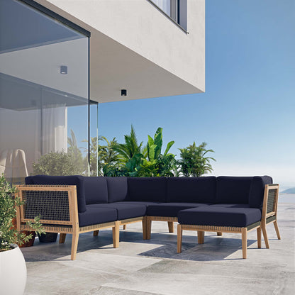 Clearwater 6-Piece Outdoor Patio Teak Wood Sectional Sofa by Furniture For America