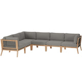 Vesper 6-Piece Outdoor Patio Teak Wood Sectional Sofa in Gray Graphite