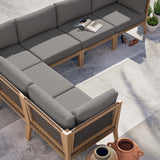 Vesper 6-Piece Outdoor Patio Teak Wood Sectional Sofa in Gray Graphite