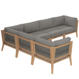 Vesper 6-Piece Outdoor Patio Teak Wood Sectional Sofa in Gray Graphite