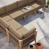 Vesper 6-Piece Outdoor Patio Teak Wood Sectional Sofa in Gray Light Brown