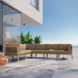 Vesper 6-Piece Outdoor Patio Teak Wood Sectional Sofa in Gray Light Brown