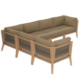Vesper 6-Piece Outdoor Patio Teak Wood Sectional Sofa in Gray Light Brown