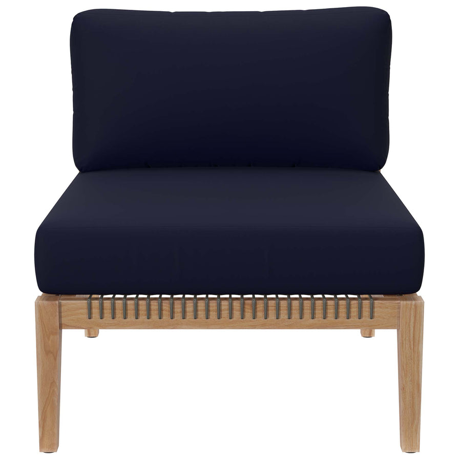 Vesper 6-Piece Outdoor Patio Teak Wood Sectional Sofa in Gray Navy