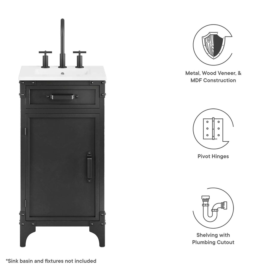 Clover 18" Bathroom Vanity Cabinet (Sink Basin Not Included) in Black Walnut