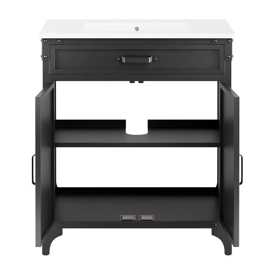 Clover 30" Bathroom Vanity Cabinet (Sink Basin Not Included) in Black Walnut