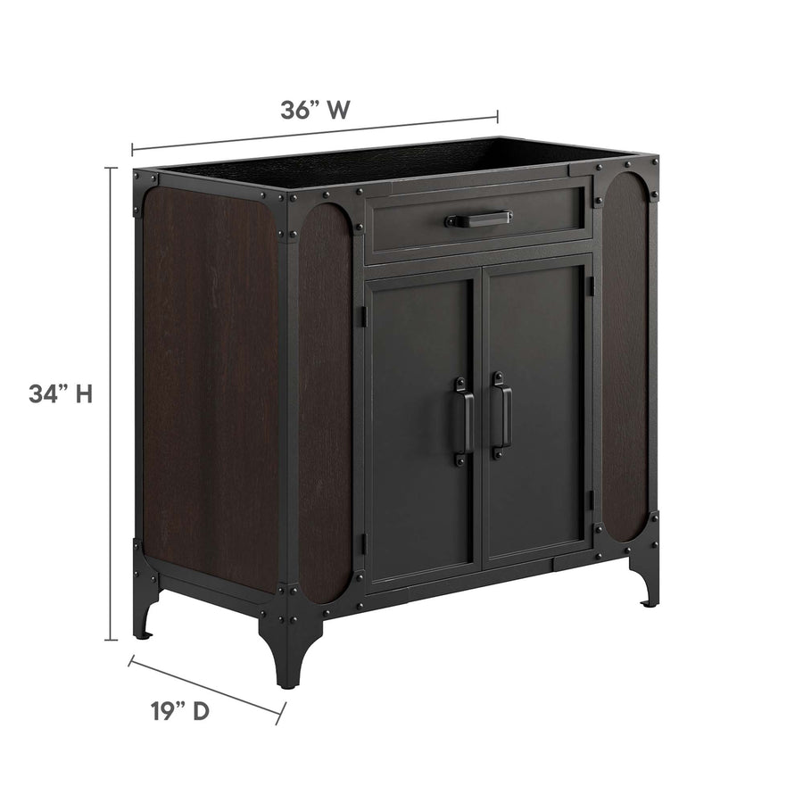 Clover 36" Bathroom Vanity Cabinet (Sink Basin Not Included) in Black Walnut