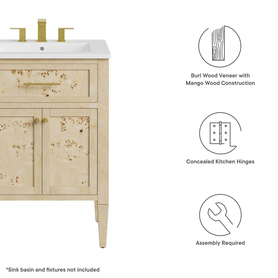 Onyx 24" Wood Bathroom Vanity Cabinet (Sink Basin Not Included) in Burgundy