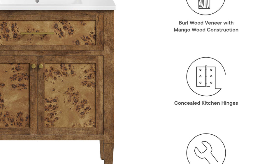 Onyx 30" Bathroom Vanity Cabinet (Sink Basin Not Included) in Brown