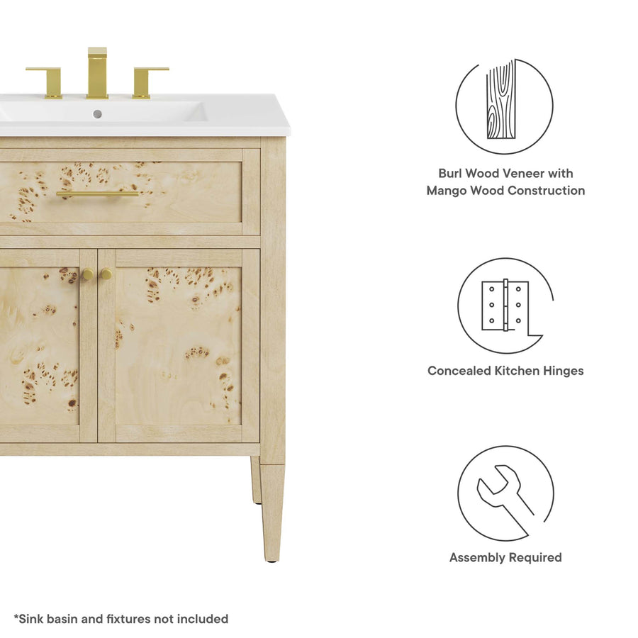 Onyx 30" Bathroom Vanity Cabinet (Sink Basin Not Included) in Burgundy