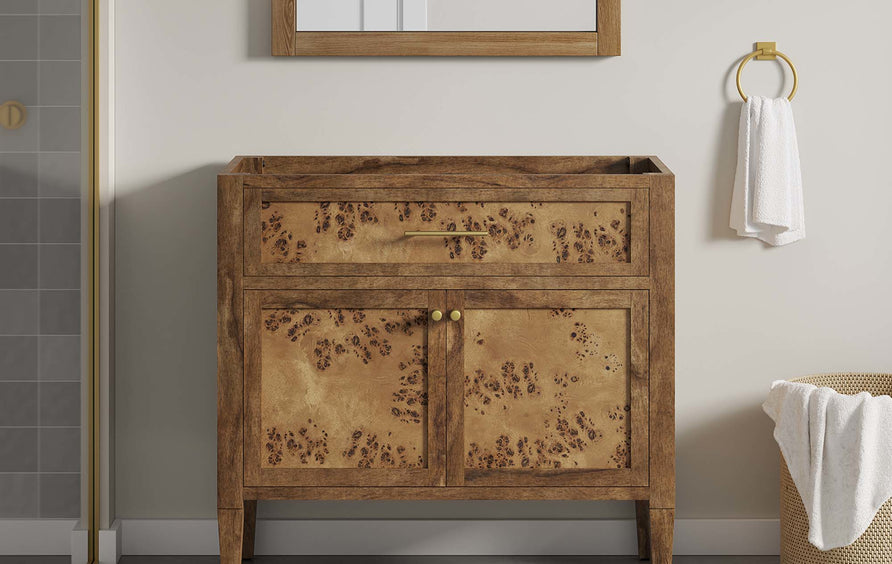 Onyx 36" Wood Bathroom Vanity Cabinet (Sink Basin Not Included) in Brown