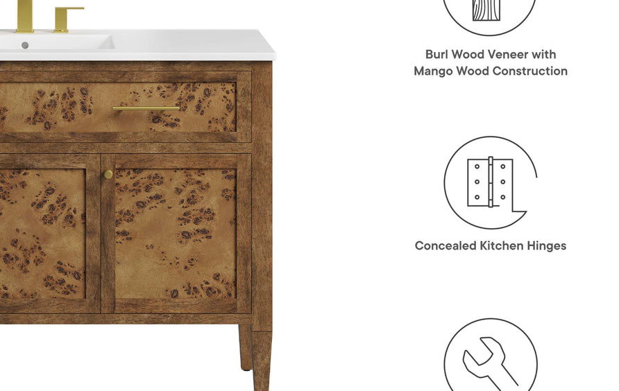 Onyx 48" Wood Bathroom Vanity Cabinet (Sink Basin Not Included) in Brown