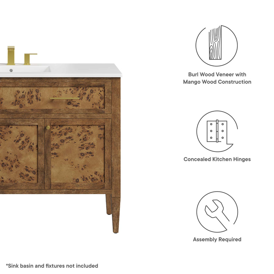 Onyx 48" Wood Bathroom Vanity Cabinet (Sink Basin Not Included) in Brown