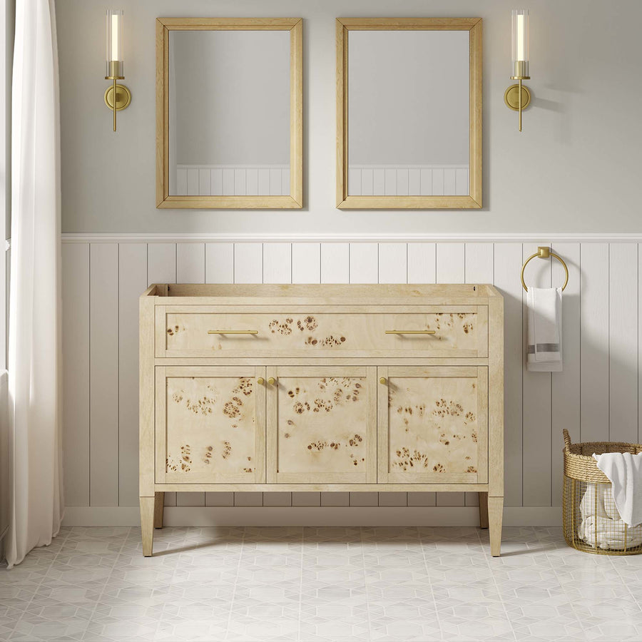 Onyx 48" Wood Bathroom Vanity Cabinet (Sink Basin Not Included) in Burl