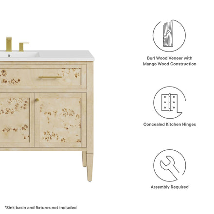 Elysian 48" Wood Bathroom Vanity Cabinet (Sink Basin Not Included) in Burl