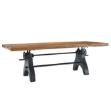 Zora 96" Crank Adjustable Height Dining and Conference Table in Black Natural
