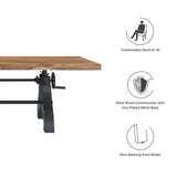 Zora 96" Crank Adjustable Height Dining and Conference Table in Black Natural
