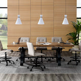 Zora 96" Crank Adjustable Height Dining and Conference Table in Black Natural