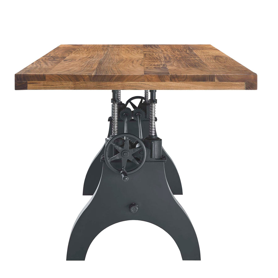 Zora 96" Crank Adjustable Height Dining and Conference Table in Black Natural