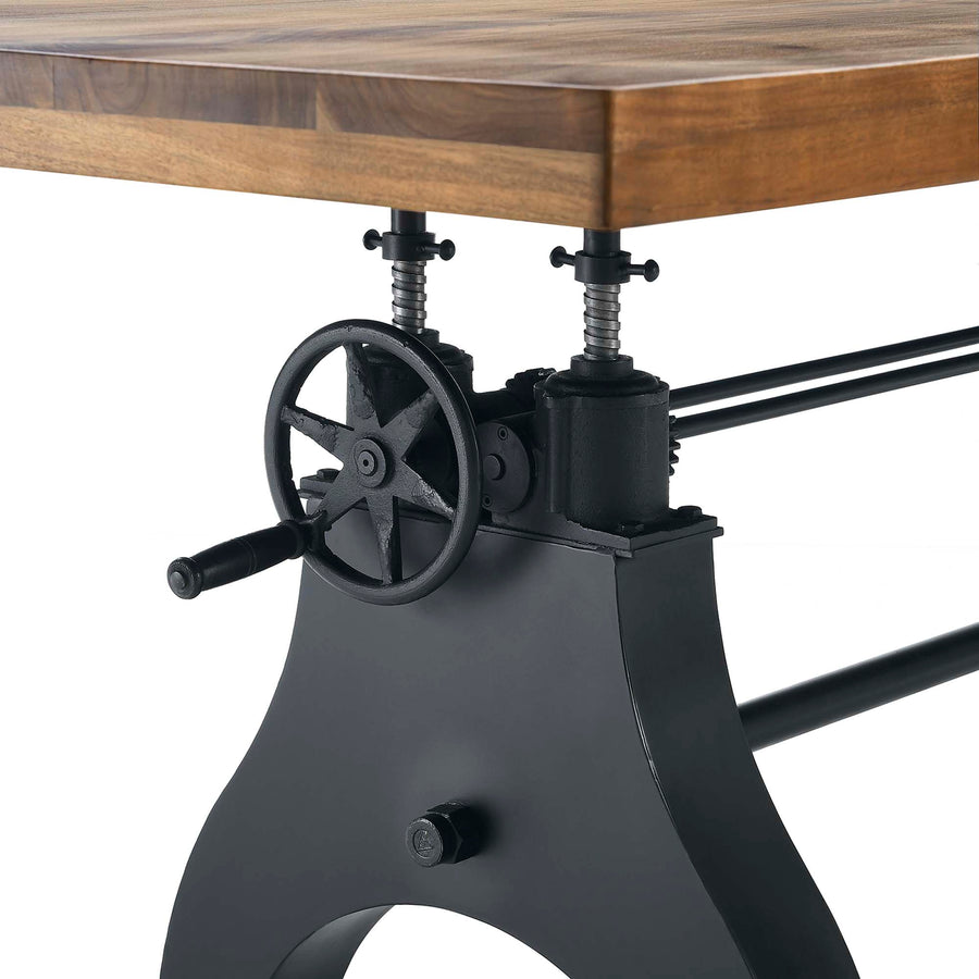 Zora 96" Crank Adjustable Height Dining and Conference Table in Black Natural