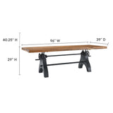 Zora 96" Crank Adjustable Height Dining and Conference Table in Black Natural
