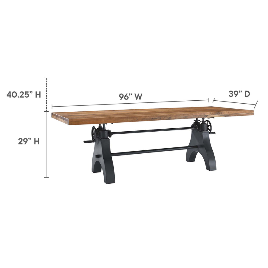Zora 96" Crank Adjustable Height Dining and Conference Table in Black Natural