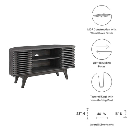 Render 46" Corner TV Stand in Charcoal