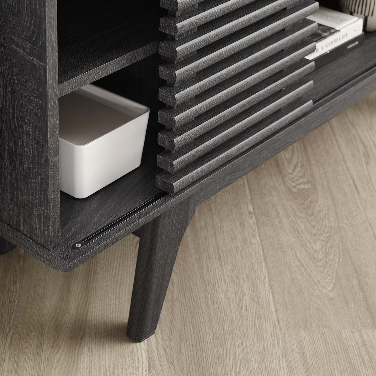 Render 46" Corner TV Stand in Charcoal