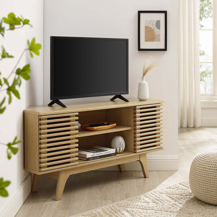 Render 46" Corner TV Stand in Oak