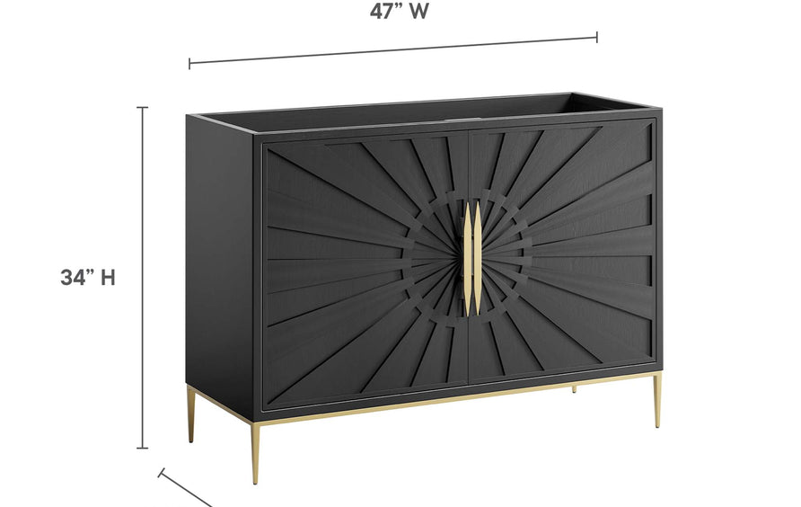 Briar 48" Double or Single Sink Compatible (Not Included) Bathroom Vanity Cabinet in Black