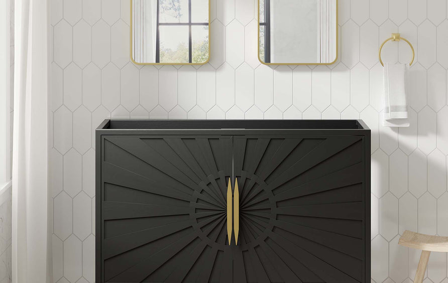 Briar 48" Double or Single Sink Compatible (Not Included) Bathroom Vanity Cabinet in Black