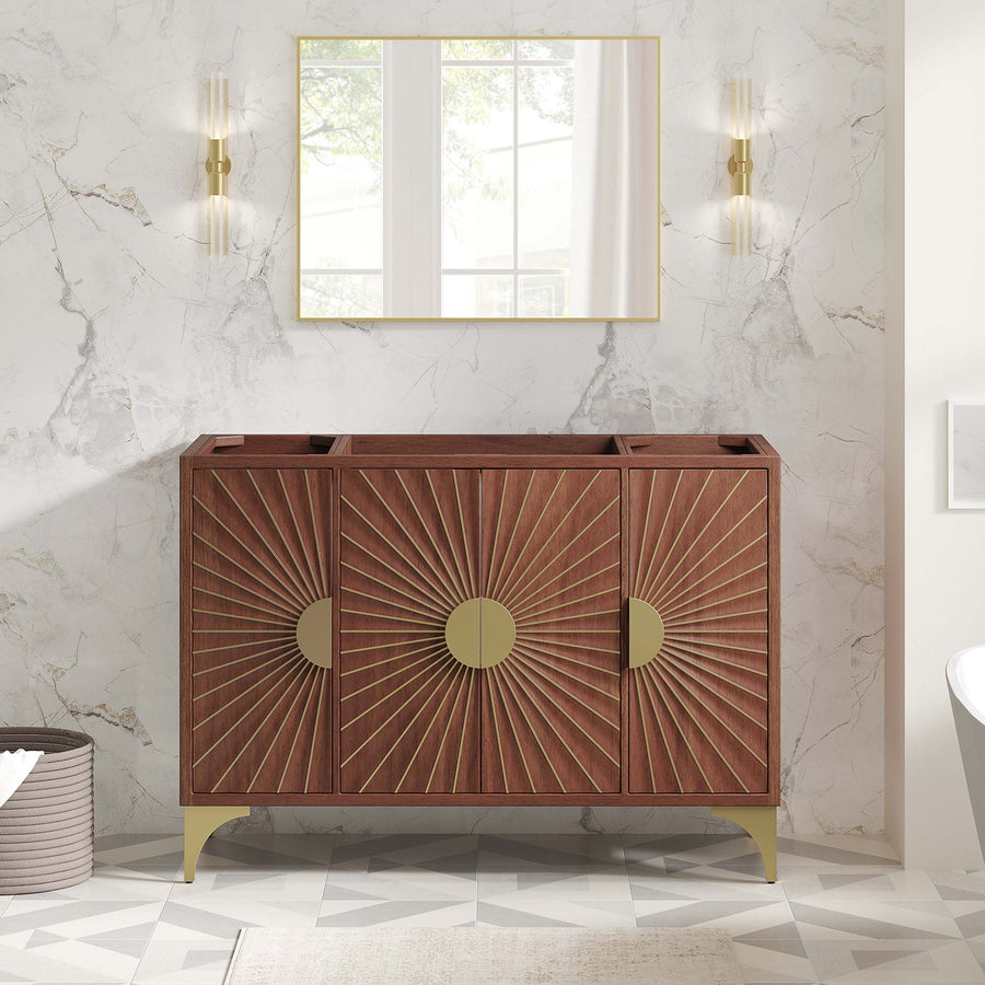 Ridge 48" Single Sink Compatible (Not Included) Bathroom Vanity Cabinet in Walnut
