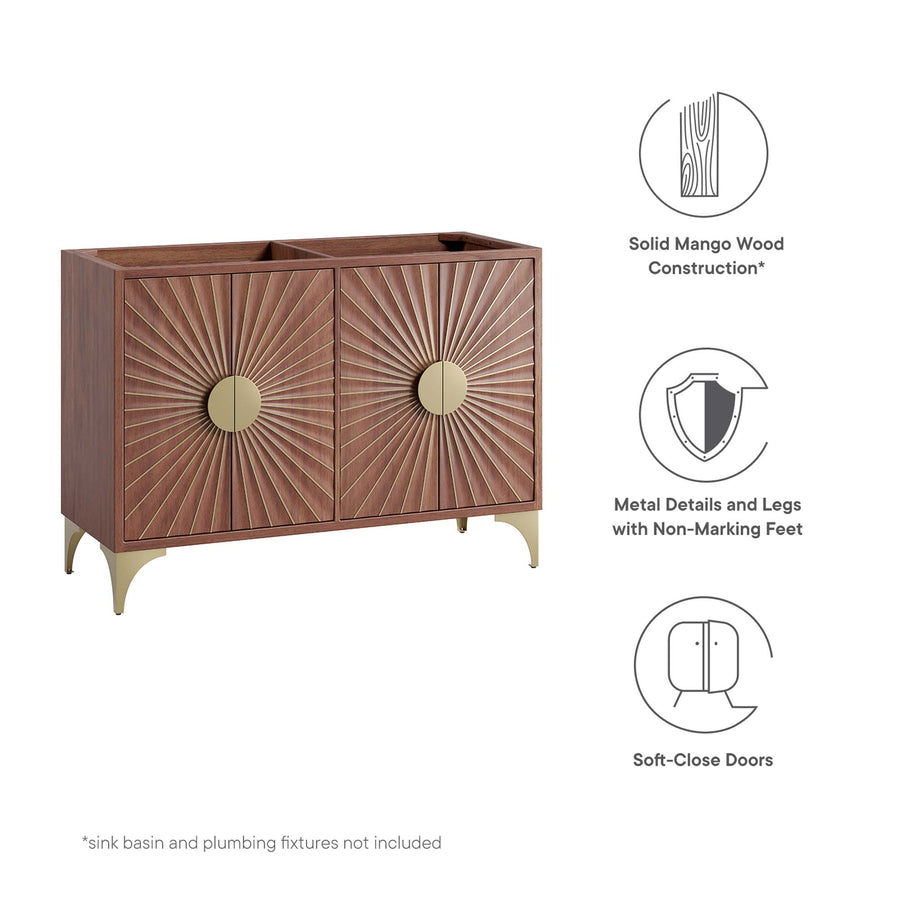 Ridge 48" Double Sink Compatible (Not Included) Bathroom Vanity Cabinet in Walnut