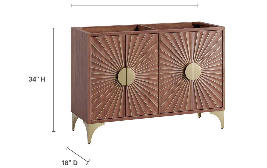 Ridge 48" Double Sink Compatible (Not Included) Bathroom Vanity Cabinet in Walnut