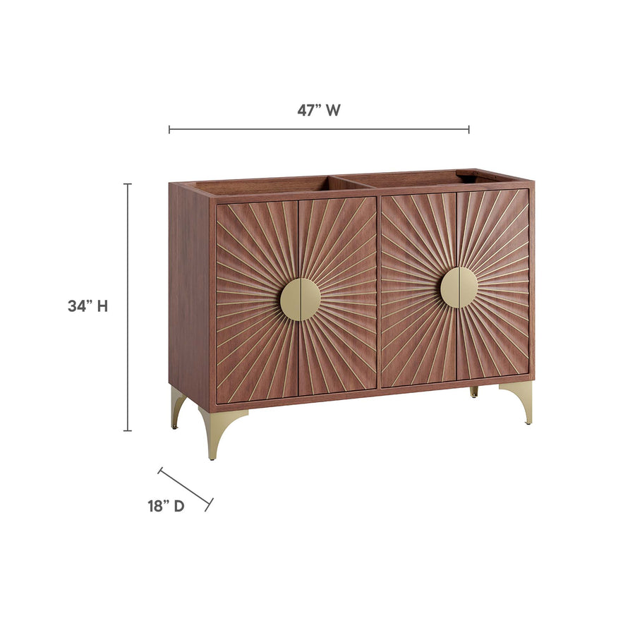 Ridge 48" Double Sink Compatible (Not Included) Bathroom Vanity Cabinet in Walnut