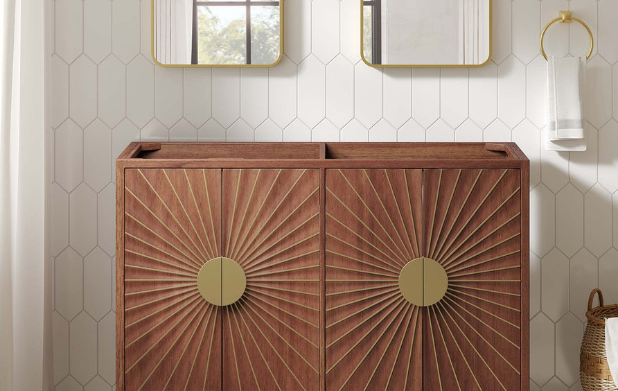 Ridge 48" Double Sink Compatible (Not Included) Bathroom Vanity Cabinet in Walnut