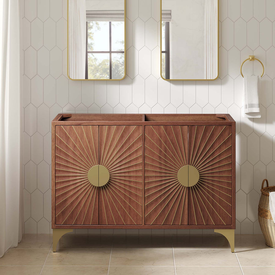 Ridge 48" Double Sink Compatible (Not Included) Bathroom Vanity Cabinet in Walnut