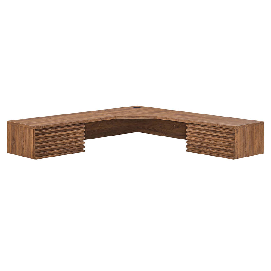 Vera Wall Mount Corner Office Desk in Walnut
