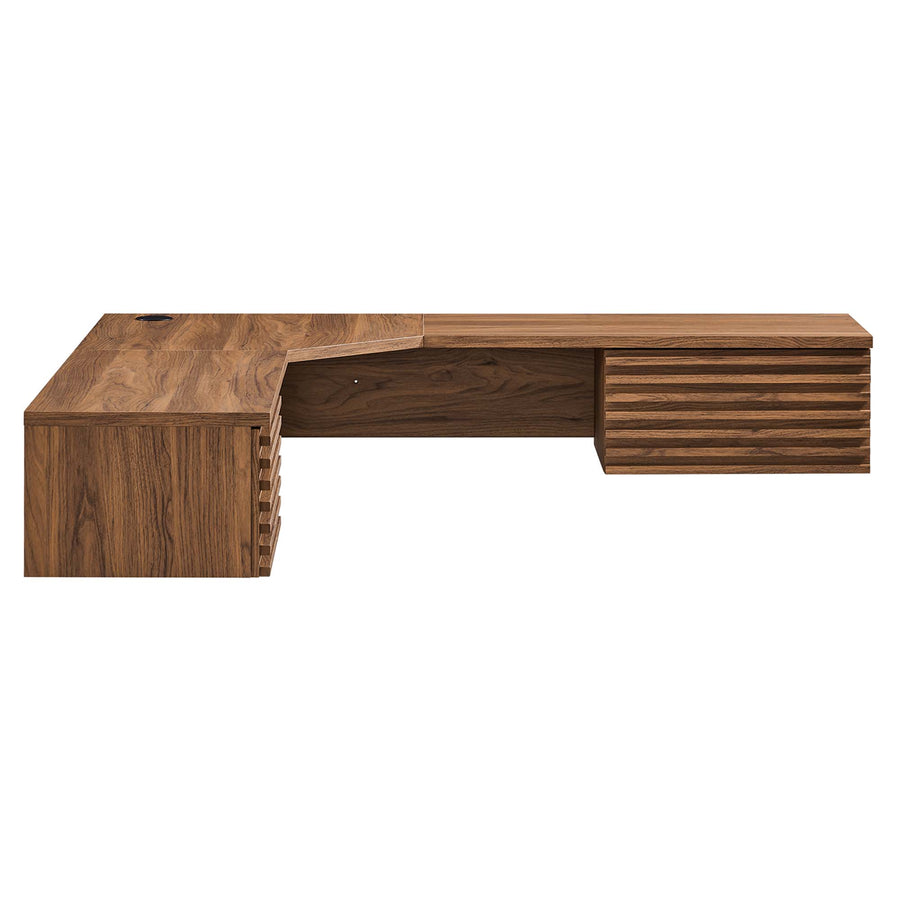 Vera Wall Mount Corner Office Desk in Walnut